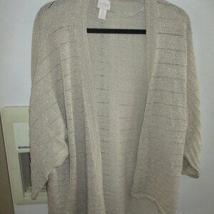 Chico's Gold shimmer knit  Cardigan Sweater l xl 3